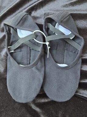 Women's Black Ballet Slippers with Elastic Cross Straps